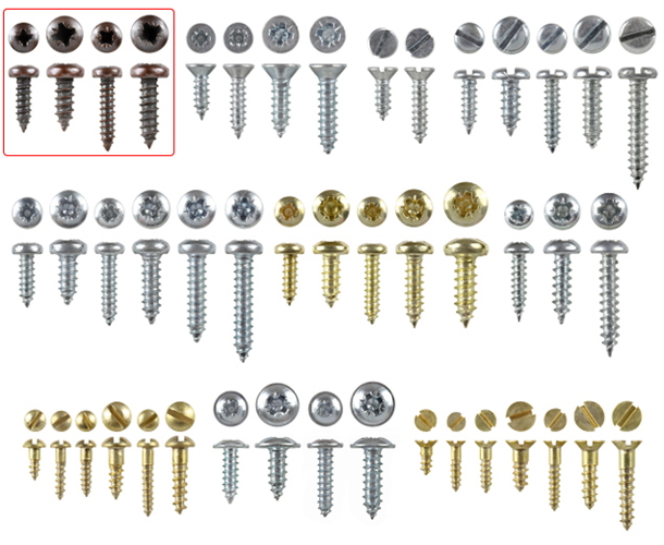 Wood screws 10mm x 3mm Pan head Pozi Steel Bronze plated pack 200